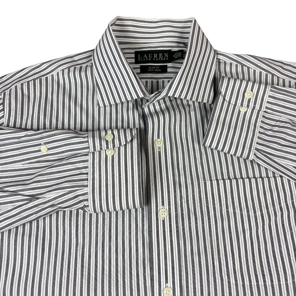 Lauren Ralph Lauren Dress Shirt Men’s 16 32/-33 Slim Fit Stretch No Iron Blue